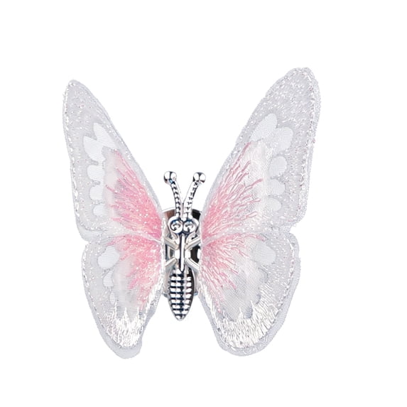Solivara Wing Waving Butterfly Car Ornament 3D Embroidery Adhesive Interior Decoration For Women And Girls(White,3.54in)