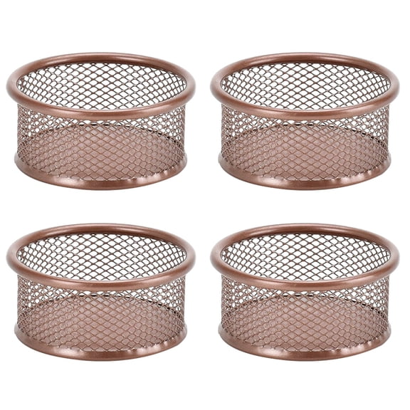 Solivara Wire Mesh Clip Holder Round Stackable Tray For Desk Office Small Storage (F,One Size)