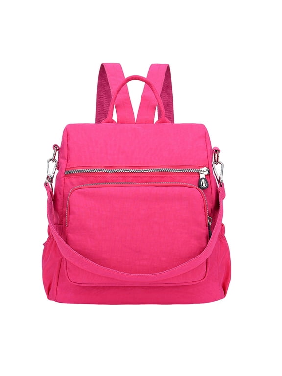 Women Travel Backpack Purse Nylon Casual Satchel Handbag Daypack (Hot Pink,11.81 × 11.81in)