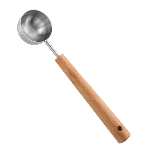 Solivara Wood Handle Stainless Measuring Spoons Set For Coffee Baking Powder Kitchen Ingredient Measurement (B,5.91*1.26in)