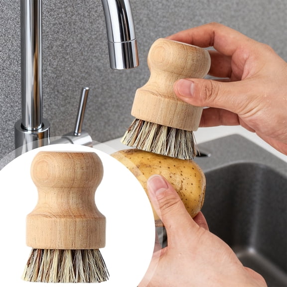 Solivara Wooden Dish Brush Set With Natural Sisal And Draining Rack For Kitchen(Brown,3.15*1.97in)