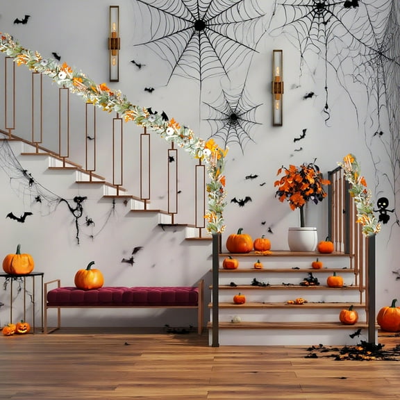 Solive 5.74ft Artificial Halloween Leaf Rattan Vines Maple Leaf Autumns Foliage Garland Halloween Decor For Home Fireplace Party Christmas Ornament