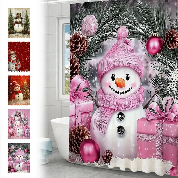 Solive Christmas Decorations 180x150cm Christmas Snowman Themed Decorative Shower Curtain Toilet Styles Available Holiday Party Wedding Anniversary Decor