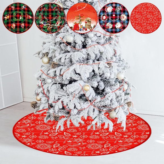 Solive Christmas Decorations 35 In Christmas Tree Skirt With Delicate Print Christmas Tree Bottom Decoration Holiday Party Wedding Anniversary Decor