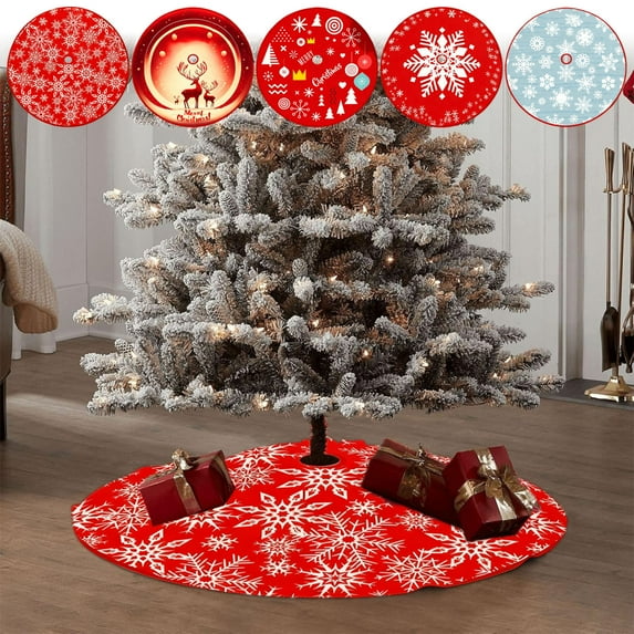 Solive Christmas Decorations 35 In Christmas Tree Skirt With Delicate Print Christmas Tree Bottom Decoration Holiday Party Wedding Anniversary Decor