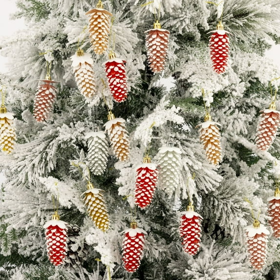 Solive Christmas Decorations 9cm 5-Piece Set Christmas Pinecone Fruit Plastic Christmas Tree Ornaments Home Decor Hanging Decorations Christmas Decorations Holiday Party