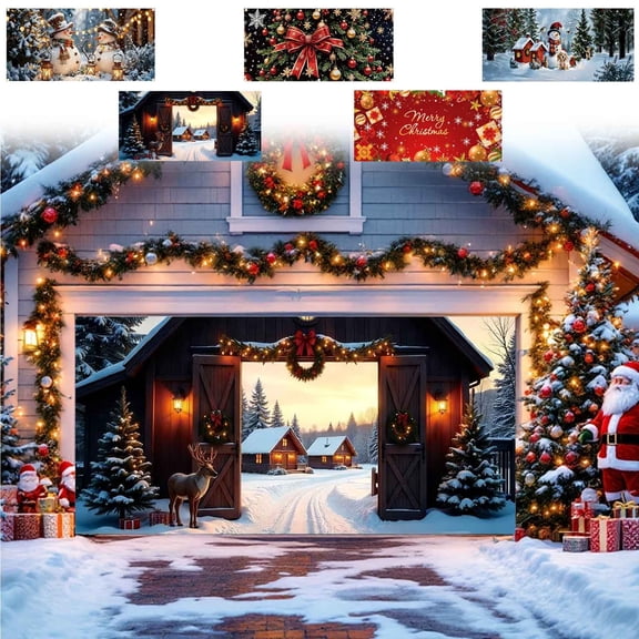 Solive Christmas Decorations Christmas Garage Festive Background Cloth Photography Props Christmas Hanging Cloth Holiday Party Wedding Anniversary Decor
