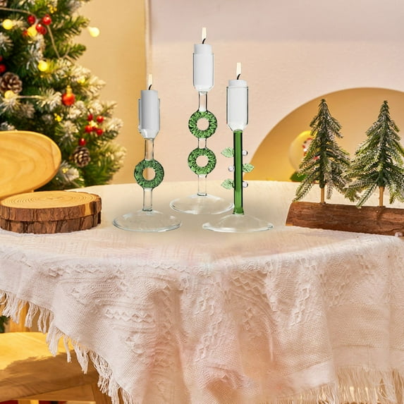 Solive Christmas Decorations Christmas Tree Glass Candle Christmas Wreath Candle Stand Colorful Home Candle Home Decoration Ornament Holiday Party Wedding Anniversary Decor