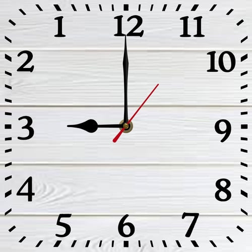 Soliyoahee 10inch Reverse Wall Clock Wooden Square Digital Reverse Clock Home Art Decoration Silent Non-tick Battery Powered for Kitchen Office School Classroom Bar (White)