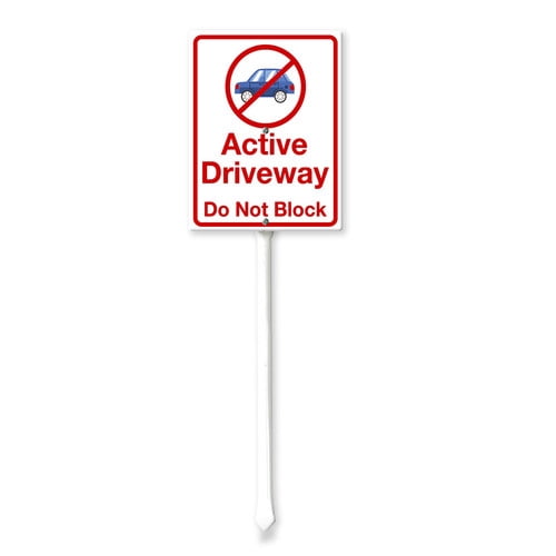 Soliyoahee Active Driveway Do Not Block Yard Sign with Stake 8x12inch Rustproof Aluminum Lawn Decorations Prohibit Sign for Outdoor Road Street Garden Decor