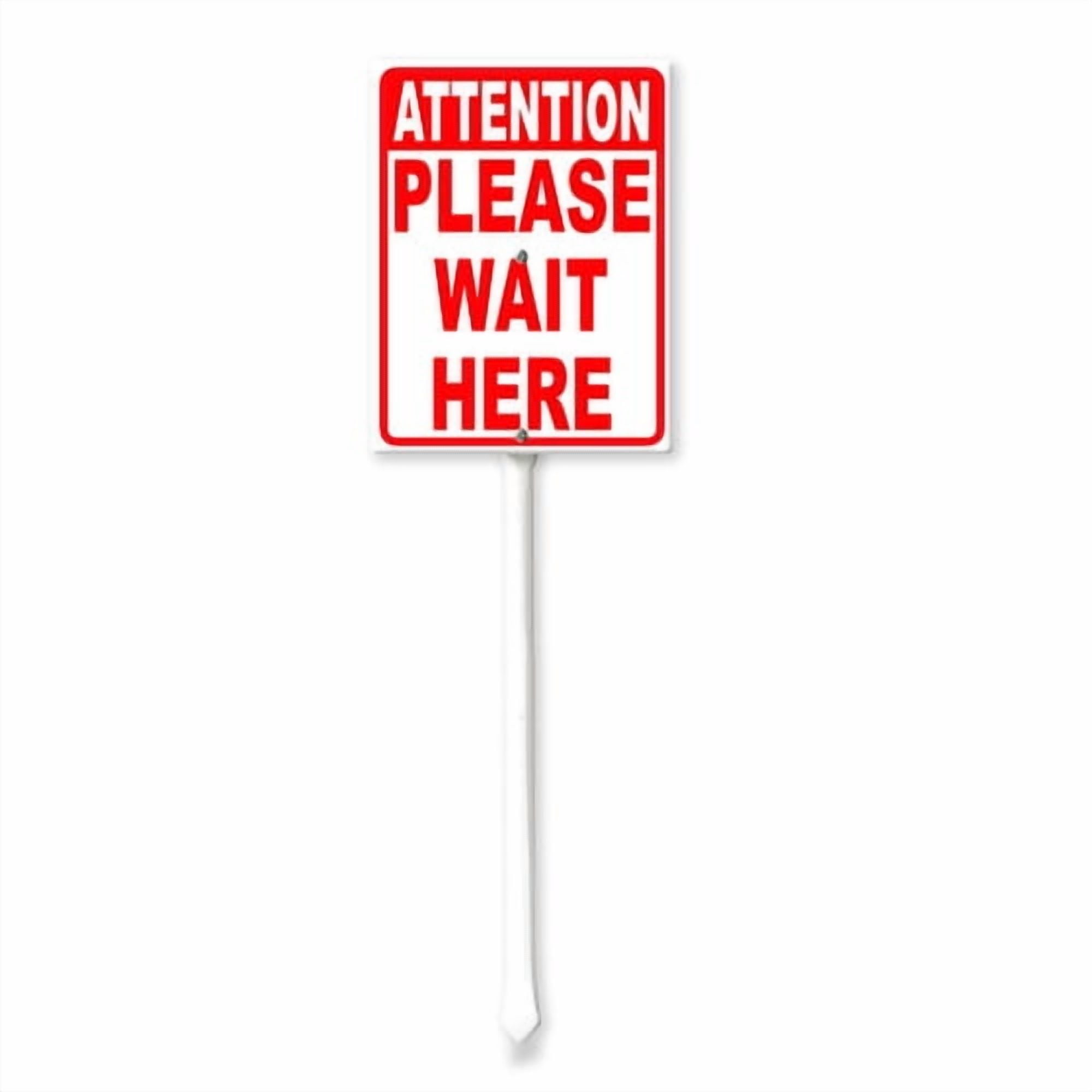 Soliyoahee Attention Please Wait Here Sign with Stake 7x8.8inch ...