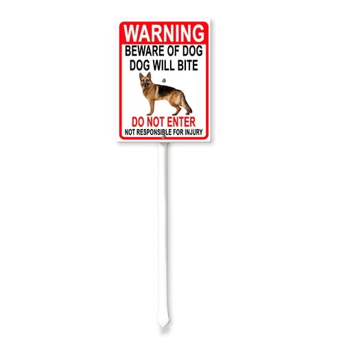 Soliyoahee Beware of Dog Will Bite Do Not Enter Not Responsible for Injury Yard Sign with Stake 8x12inch Rustproof Aluminum Lawn DecorationsWarning Sign for Outdoor Road Street Garden Decor