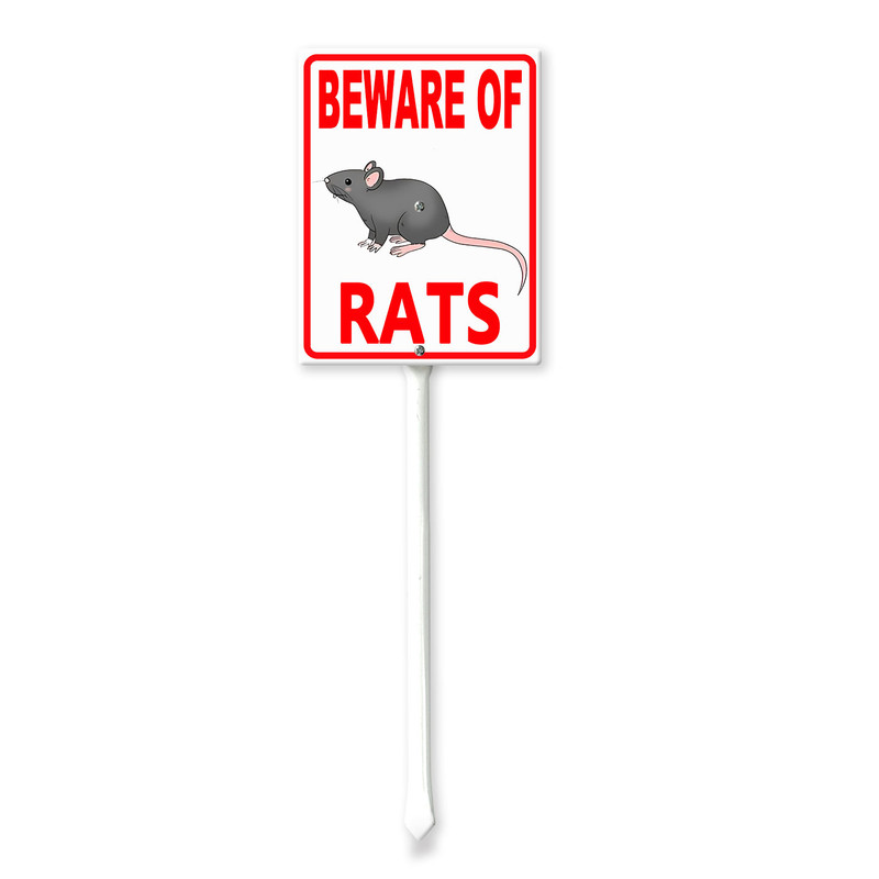 Soliyoahee Beware of Rats Yard Sign with Stake 8x12inch Rustproof ...