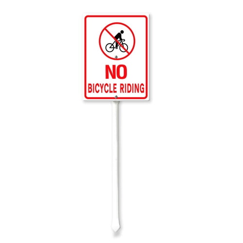 Soliyoahee No Bicycle Riding Yard Sign with Stake 8x12inch Rustproof ...