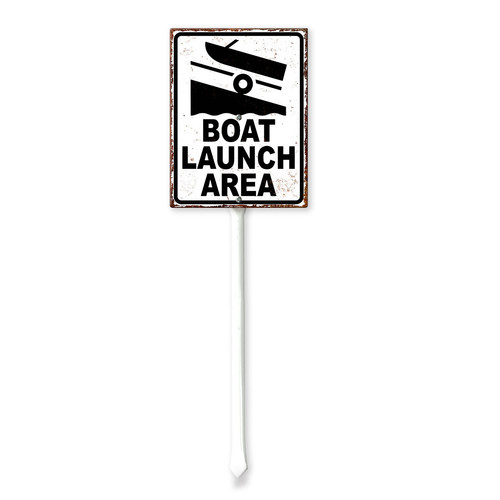 River Launch Sign Soliyoahee Boat Launch Area Sign with Stake 7x8.8inch Rustproof ...