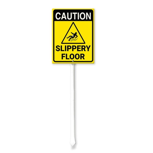 Soliyoahee Caution Slippery Floor Sign with Stake 8x12inch Rustproof ...