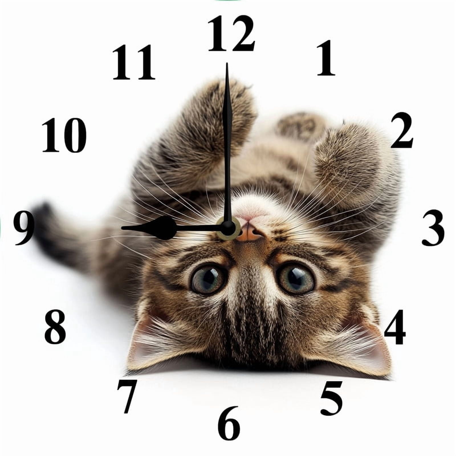 Soliyoahee Clocks for Living Room Funny Cats 10inch Wall Clock Cute ...