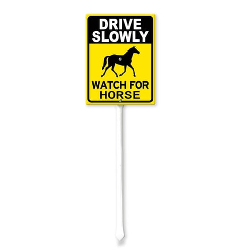 Soliyoahee Drive Slowly Watch For Horse Yard Sign with Stake 4.6x6inch Rustproof Aluminum Lawn Decorations Animal Sign for Outdoor Road Street Garden Decor
