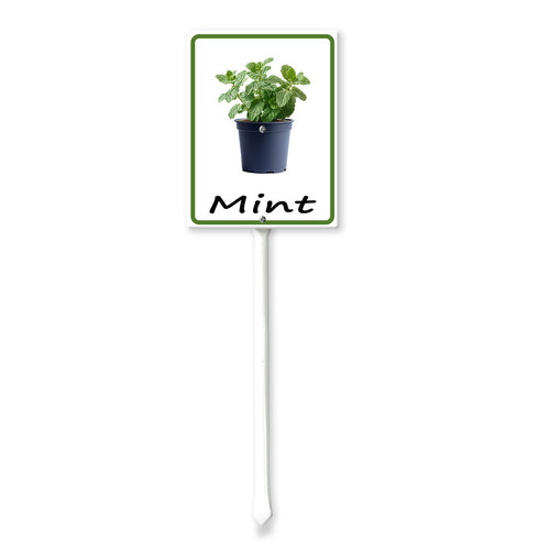 Plint Sign Soliyoahee Mint Potted Plant Yard Sign with Stake 7x8.8inch Rustproof ...