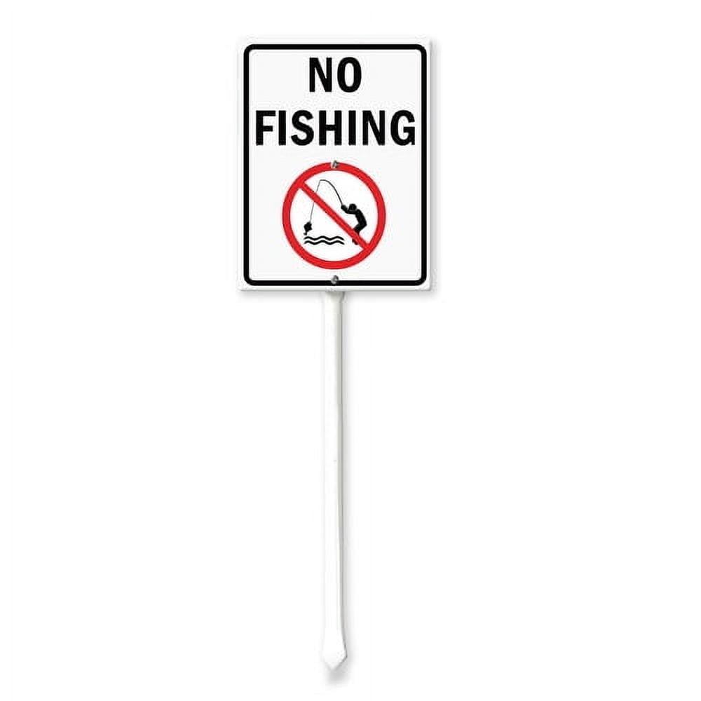Soliyoahee No Fishing Yard Sign with Stake 8x12inch Yard Decoration Rustproof Outdoor Aluminum Sign for Yard Garden Lawn Street Outdoor