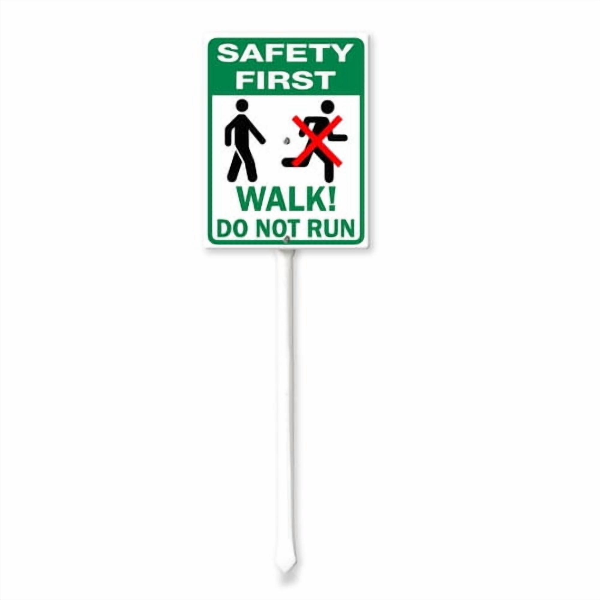 Soliyoahee Safety First Walk! Do Not Run Yard Sign with Stake 7x8.8inch ...