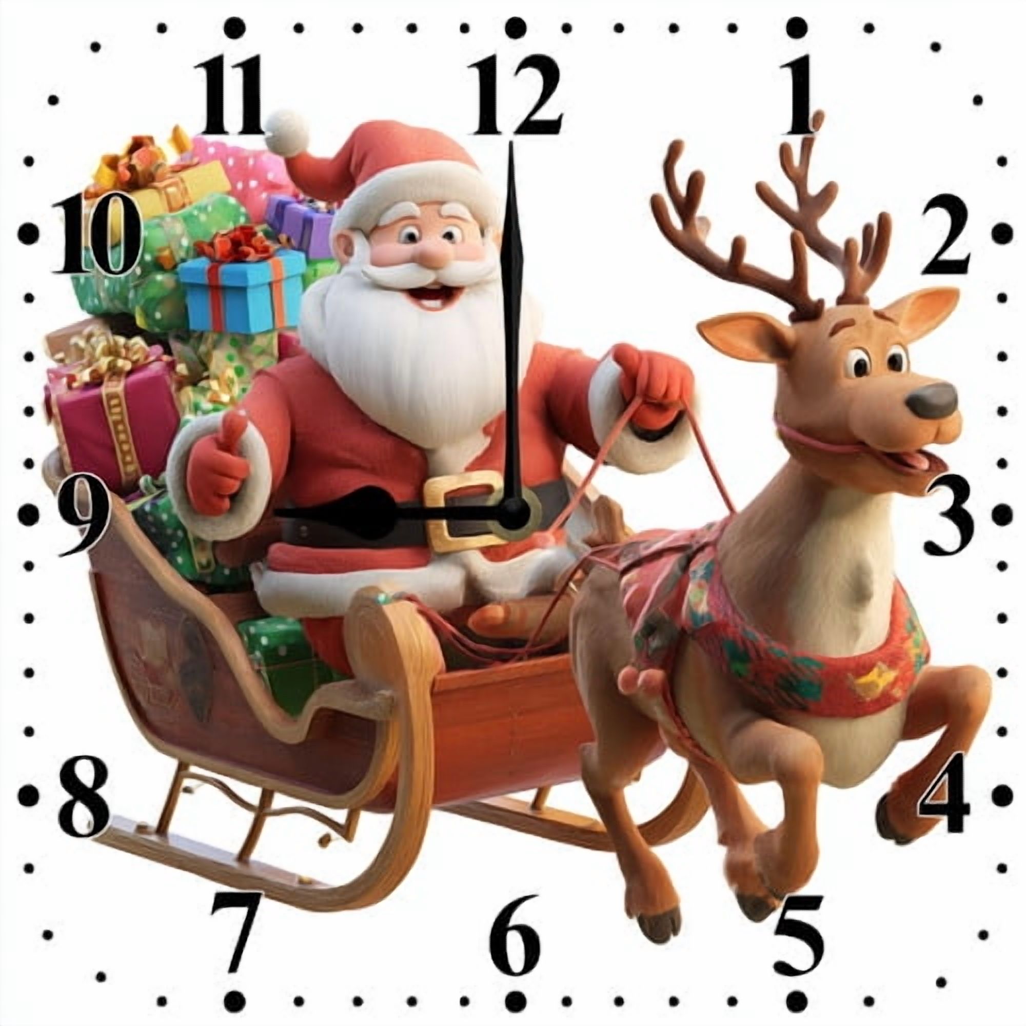 Soliyoahee Santa Claus Clock 10inch Wooden Square Christmas Wall Clock ...