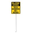 thumbnail image 1 of Soliyoahee Slow Down This is a Neighborhood Not a RacetrackYard Sign with Stake 4.6x6inch Rustproof Aluminum Lawn Decorations Community Slowdown Sign for Outdoor Road Street Garden Decor, 1 of 6