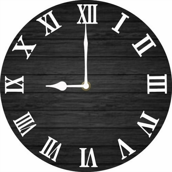 Soliyoahee Vintage Roman Numeral Wall Clock 10inch Black Wood Panel Round Clock Farmhouse Decor Silent Non-Tick Battery Powered for Bathroom Living Room Office Kitchen