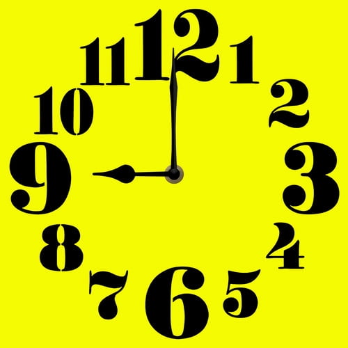 Soliyoahee Yellow Clock 10inch Wooden Square Bathroom Clock Silent No Tick Battery Powered for Bathroom Living Room Kitchen Office (Style 13)