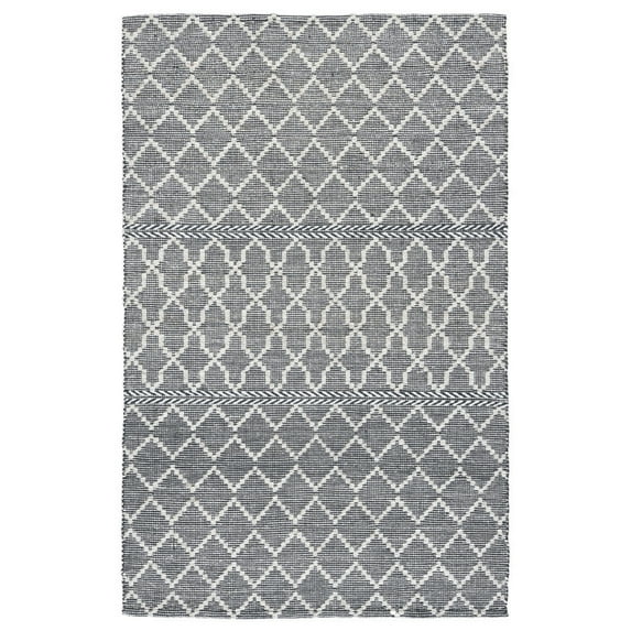 Solk 8 x 10 Large Area Rug, Woven Polyester, Moroccan Lattice, Ivory, Green