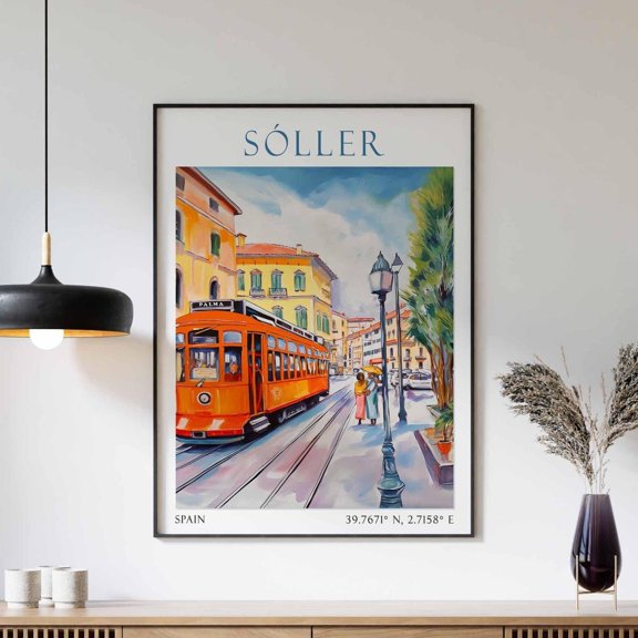 Soller Mallorca Travel Poster For Spanish Village Landscape Decor