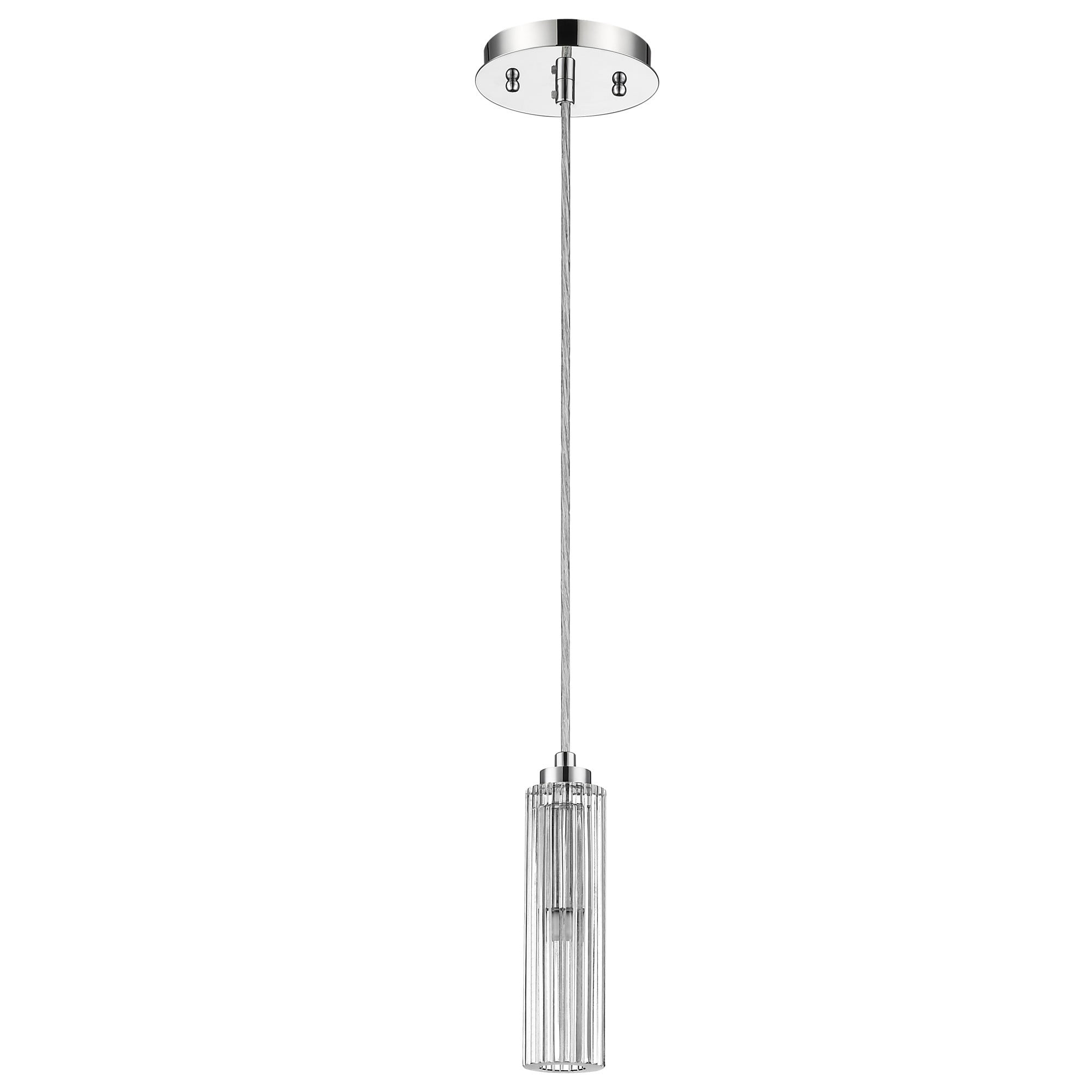 Elegant Solo Polished Chrome LED Pendant with Crystal Shade