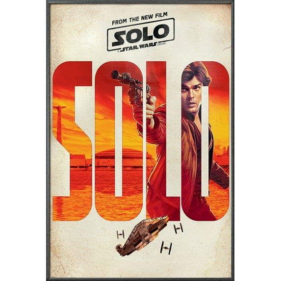 Solo: A Star Wars Story - Framed Movie Poster (Teaser - Han Solo) (Metallic Anthracite Plastic Frame)