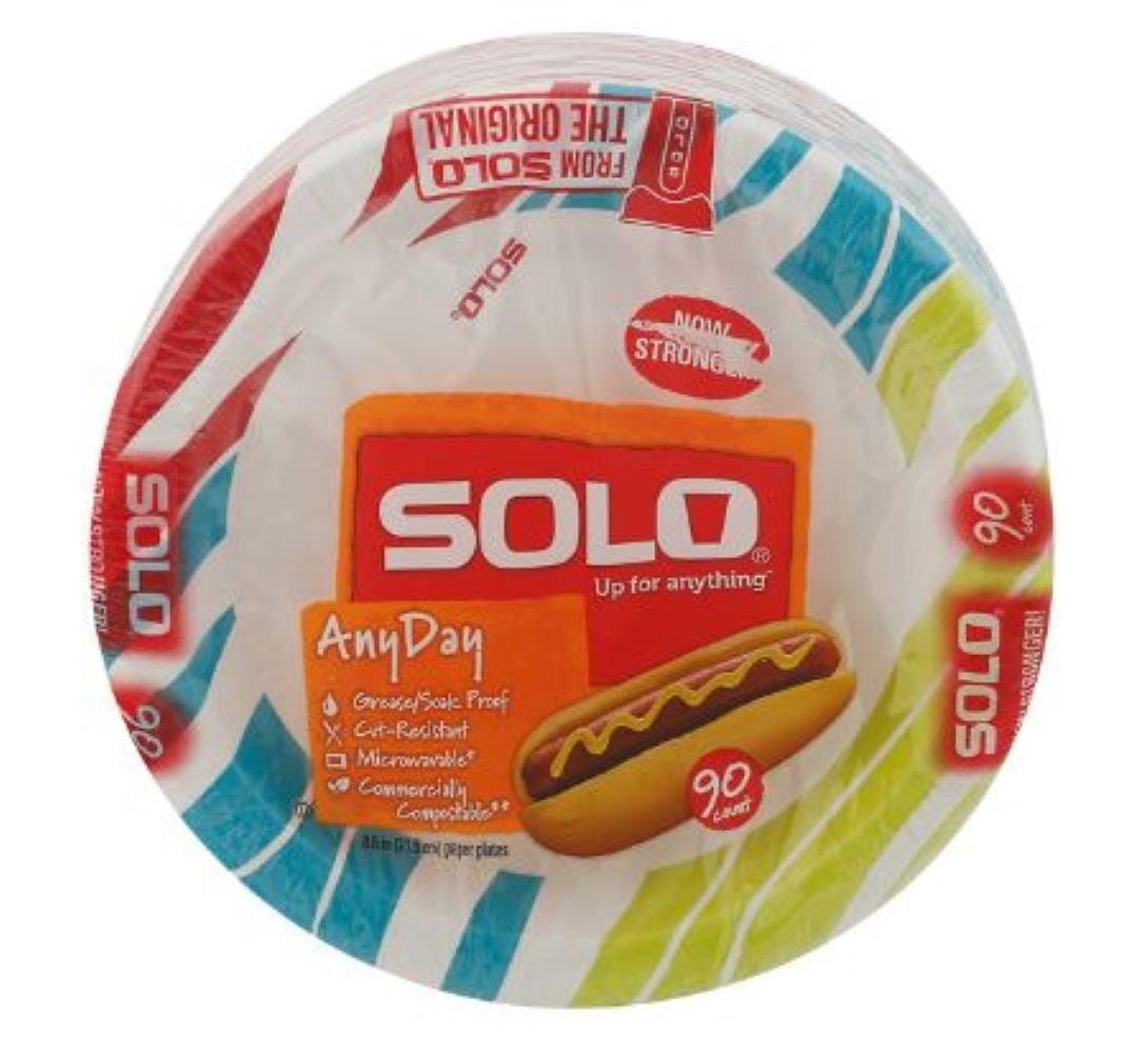 Solo Any Day Durable Paper Plates, 94 Count (Pack of 2)