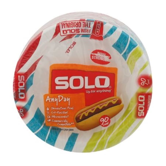 Solo Any Day Durable Paper Plates, 94 Count (Pack of 4)