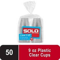 Solo Party Disposable Plastic Cups, Clear, 9 oz, 50 Count