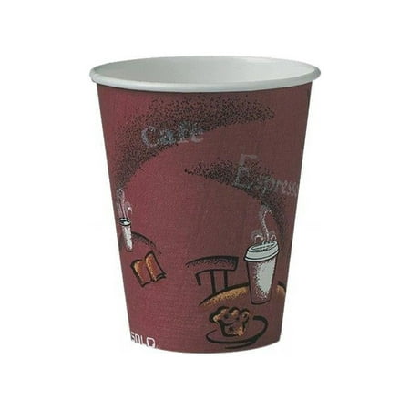 Solo Cup 378SI0041CT Bistro Design Disposable Paper Cups 8 fl oz, Maroon - 1000 / Carton