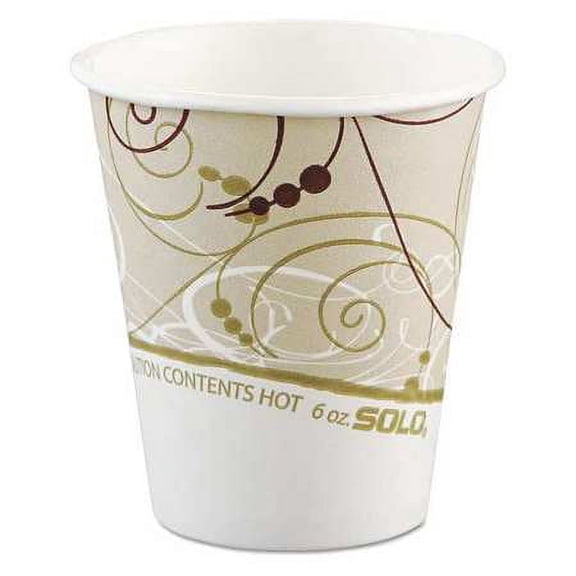 Dart Paper Hot Cups in Symphony Design, Polylined, 6oz, Beige/White, 1000/Carton