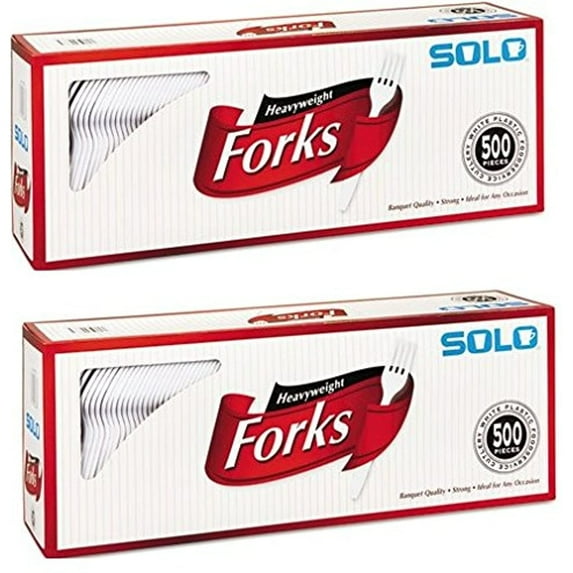 Solo Cup Company Mediumweight Plastic Cutlery, Forks, White, 500 Count (2 Pack)