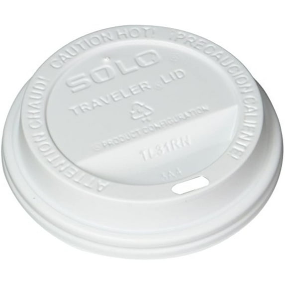 Solo Cup White Traveler Drink-Thru Lid. Fits 10 Ounce Squat And 12, 16, 20 And 24 Ounce Solo Brand Hot Beverage Cups. 100 Pack