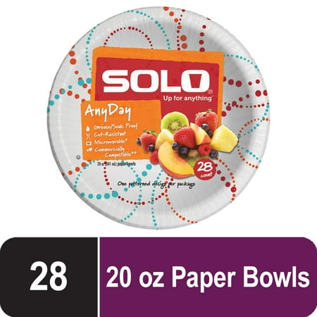 Solo Disposable Paper Bowls, 20oz, 28 Count
