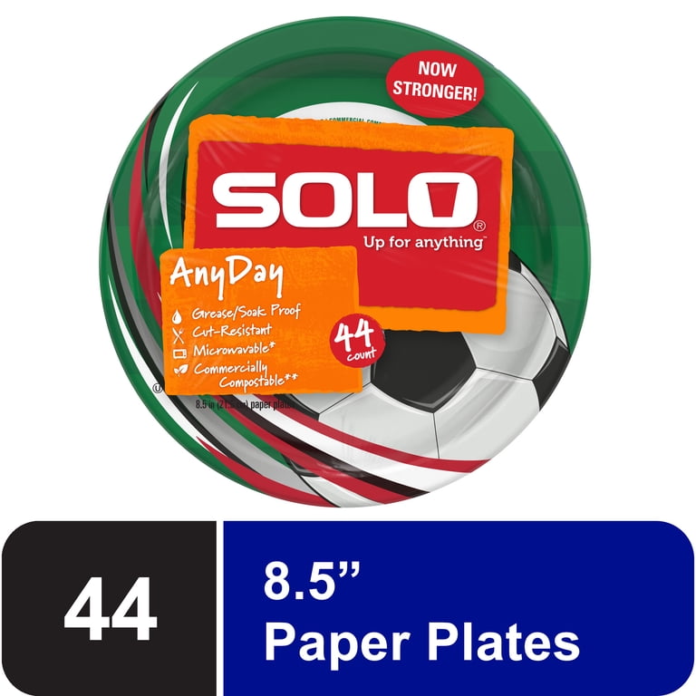 Solo Heavy Duty Disposable Paper Plates, Grease Resistant, 8.5in