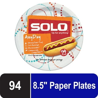 8.5 Inch Coated Paper Plates, Heavy Duty, Disposable Large Deep Dish Plate  Bulk for Dinner, Lunch, Summer BBQs, Dessert, Pantry Stock, Medium Weight