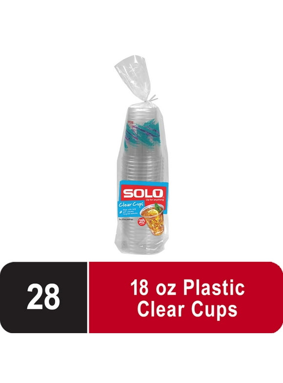 Solo Disposable Plastic Cup, Jazz Retro Clear Cup, 18oz, 28 Count