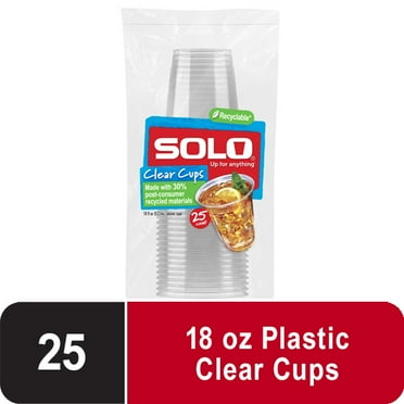 Solo Party Disposable Plastic Cups, Clear, 18 oz, 25 Count