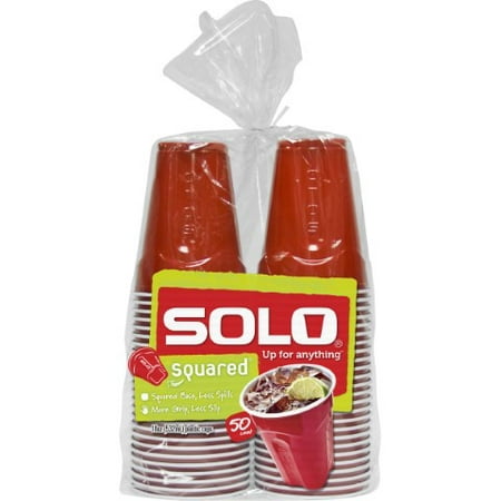 Solo Disposable Plastic Cups, Red, 18oz, 50 Count