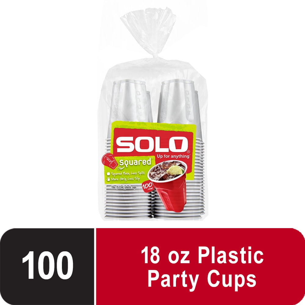 Solo Disposable Plastic Cups, Silver, 18oz, 100 count