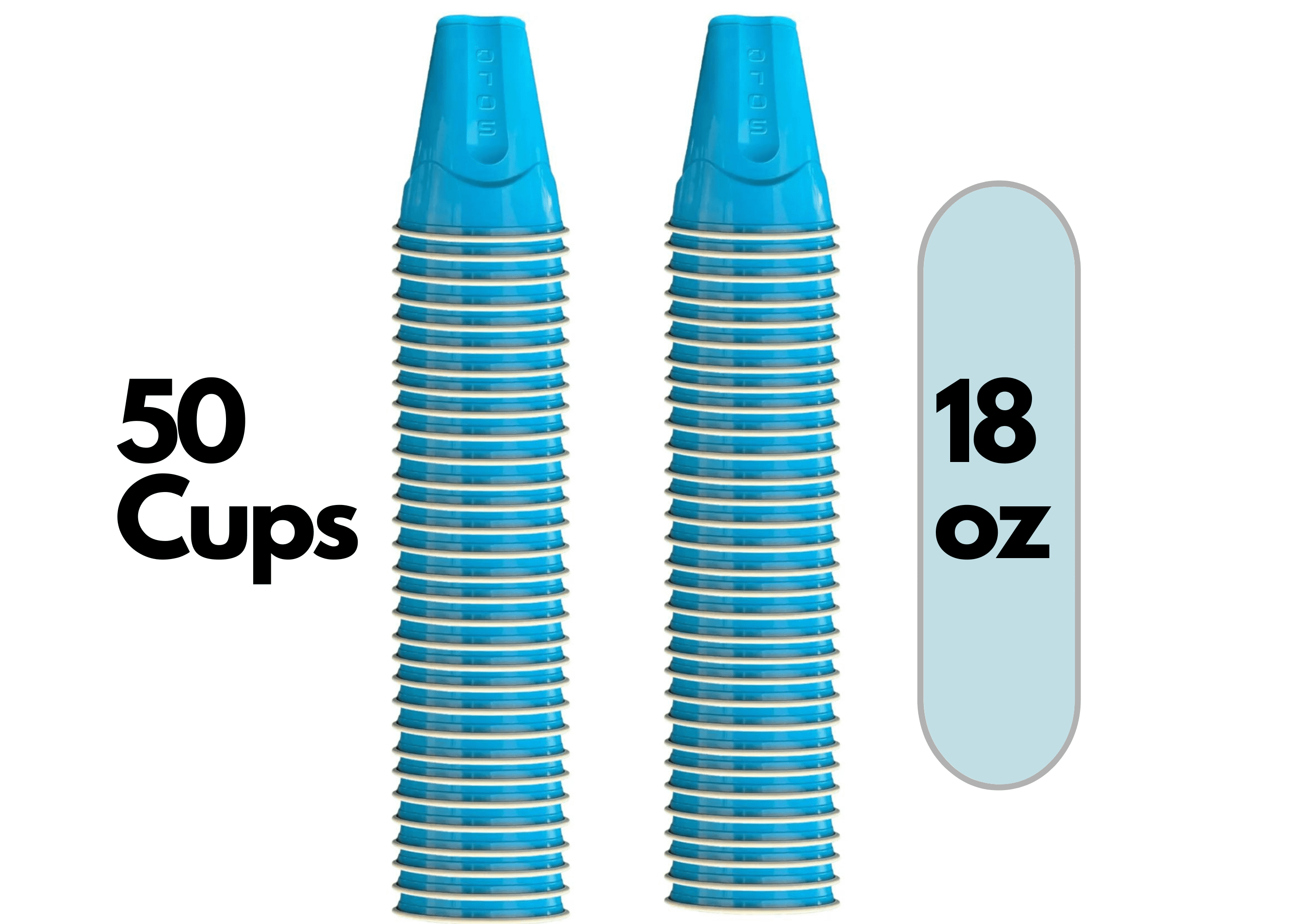 Solo Blue Disposable Plastic Cups, 18 oz, 50 Count