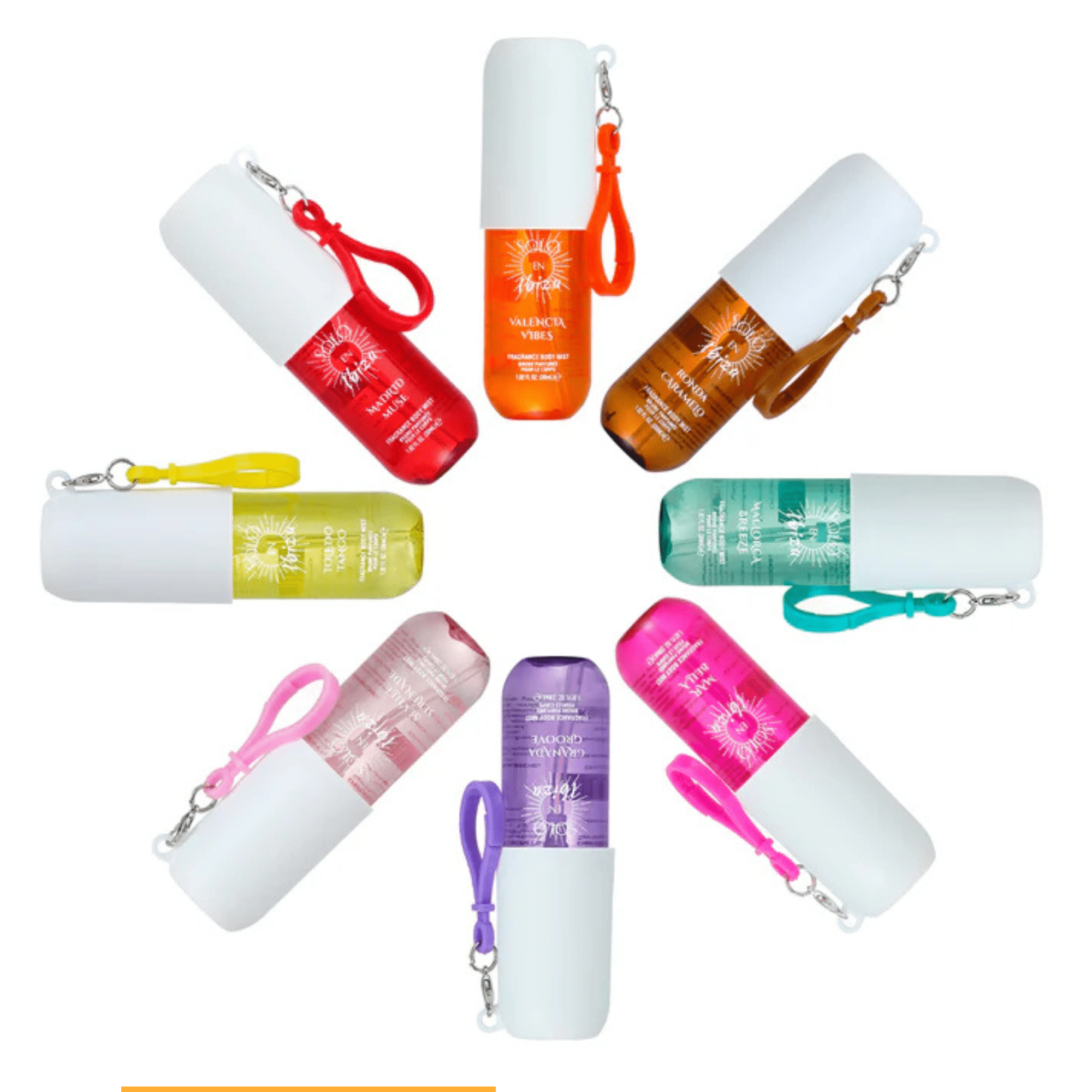 Solo En Ibiza Fragrance Body Mist 1.02 oz with Keychain 8 Assorted Scents