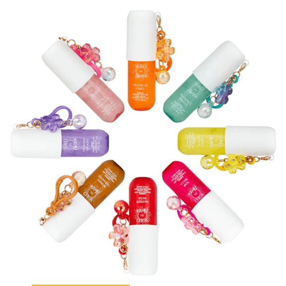 Solo En Ibiza Shimmer Body Mist 1.02 oz 8 Assorted Scents with Charm Keychain